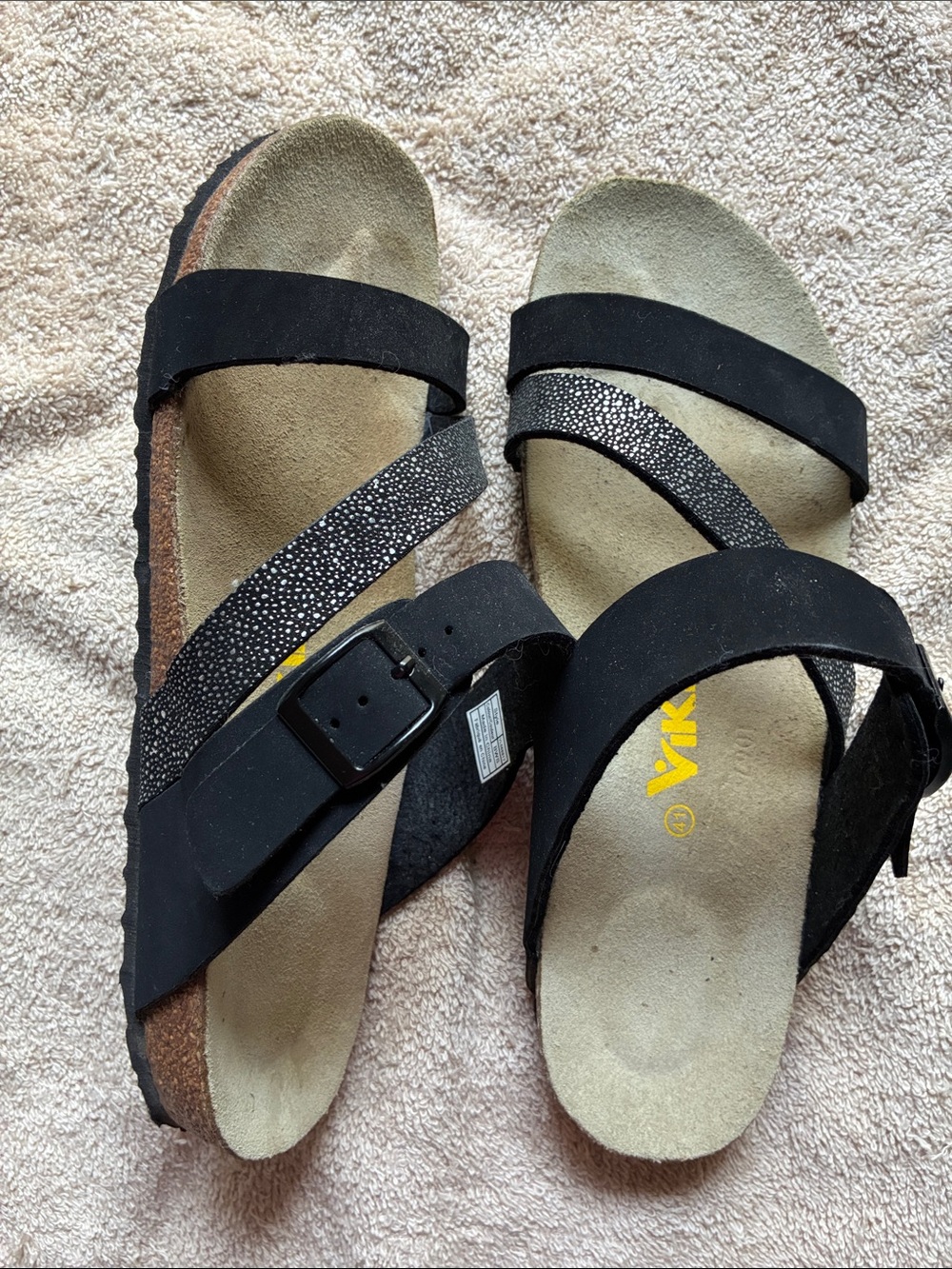 Viking 41 Women's Black Cross-Strap Sandals with Buckle